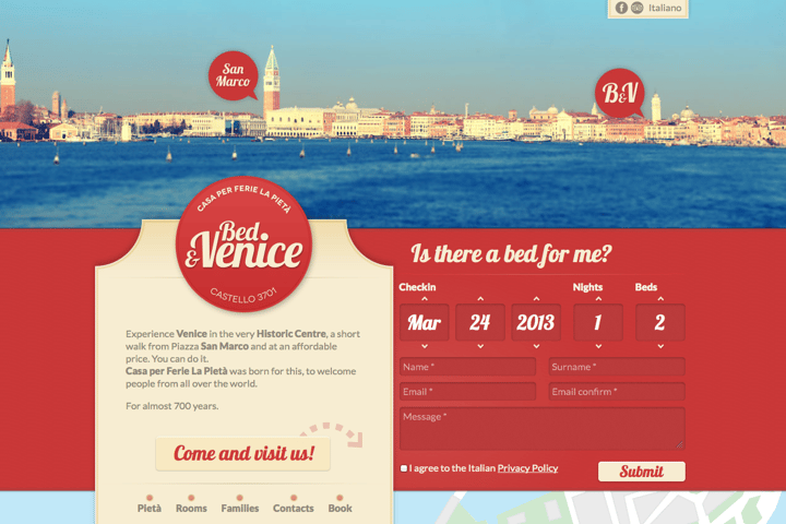 Bed and Venice website preview